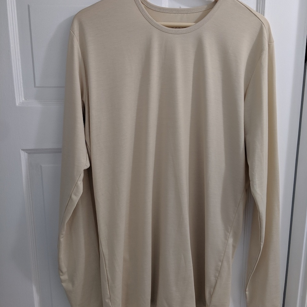 Men's Esntls Sand Long Sleeve Shirt Staggered Sz M